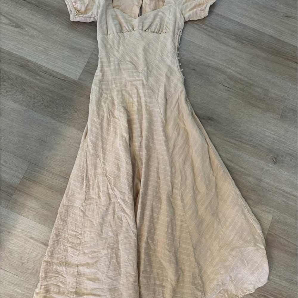 Free People light yellow Puff Sleeve Maxi Dress